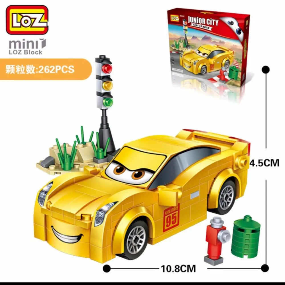 LOZ Mini blok Kawaii Americký kreslený film Pretekárske auto diamond tehla stavebné bloky, akčné figúrky vzdelávania hračky pre deti,