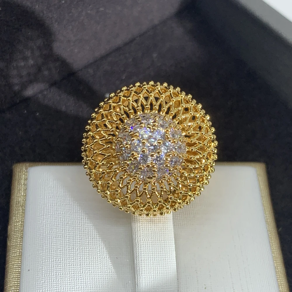 LUALA Nové Módne Dubaj Zlaté Prstene pre Ženy Tvar Gule Nádherný Vysoko Kvalitné Šperky s AAA Zirkón Veľké Krúžky Výročie
