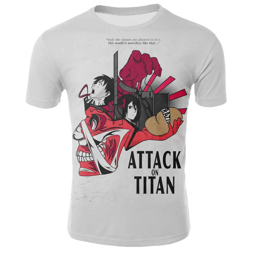 LUCKYFRIDAYF 2019 Útok na Titan 3D Krátky Rukáv Anime tričko Pravidelné T-tričko Krátky Rukáv Muž Ležérne Oblečenie Plus Veľkosť