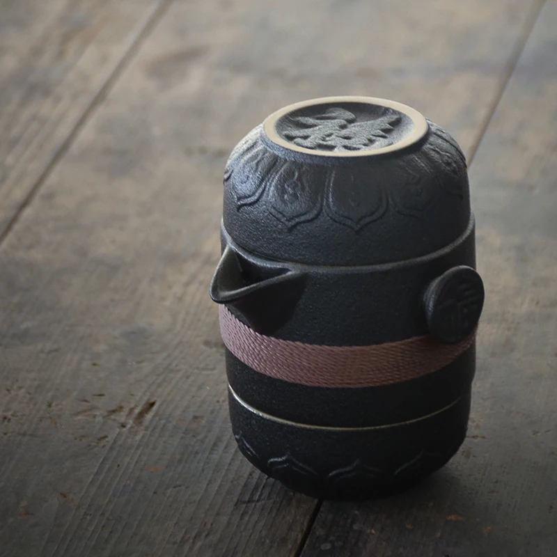 LUWU čierne keramické teapots s 2 šálky čaju sady prenosná cestovná kancelária čaj nastaviť drinkware