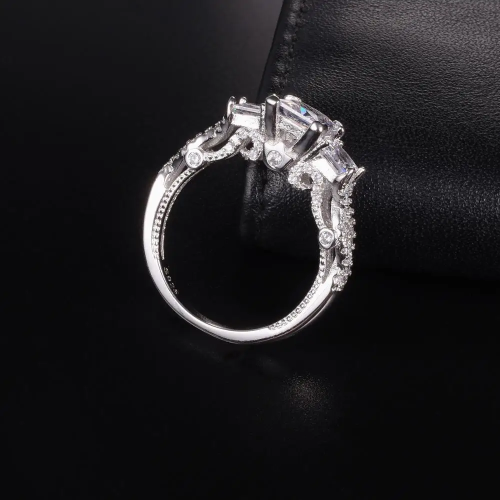 Luxusné 925 sterling silver Námestí Tri kamenné Diamantové Prstene prst Značky Snubné Prstene pre Ženy, Jemné Šperky, Veľkoobchod