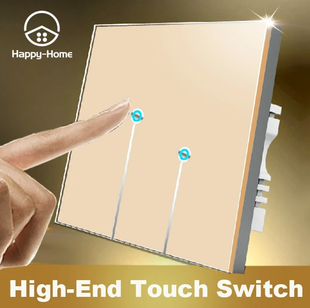 Luxusné Zlaté panel light 2 Gang 2 Spôsob Wallpad Inteligentný Dotykový vypínač, LED indikátor prepnúť dotykom prepnúť 110~250V