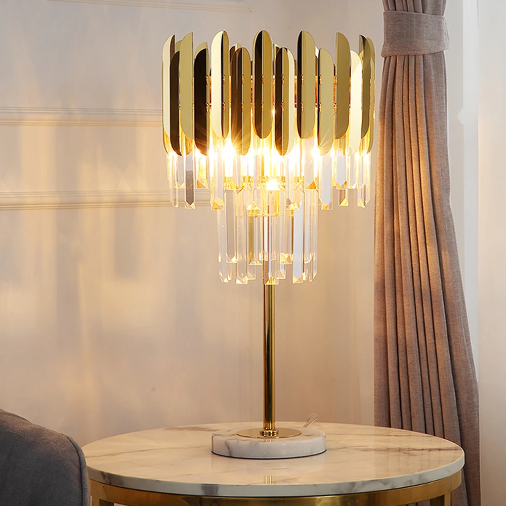 Luxusný dizajn crystal stolové osvetlenie moderné stolové lampy AC110V 220V gold crystal nočná lampa