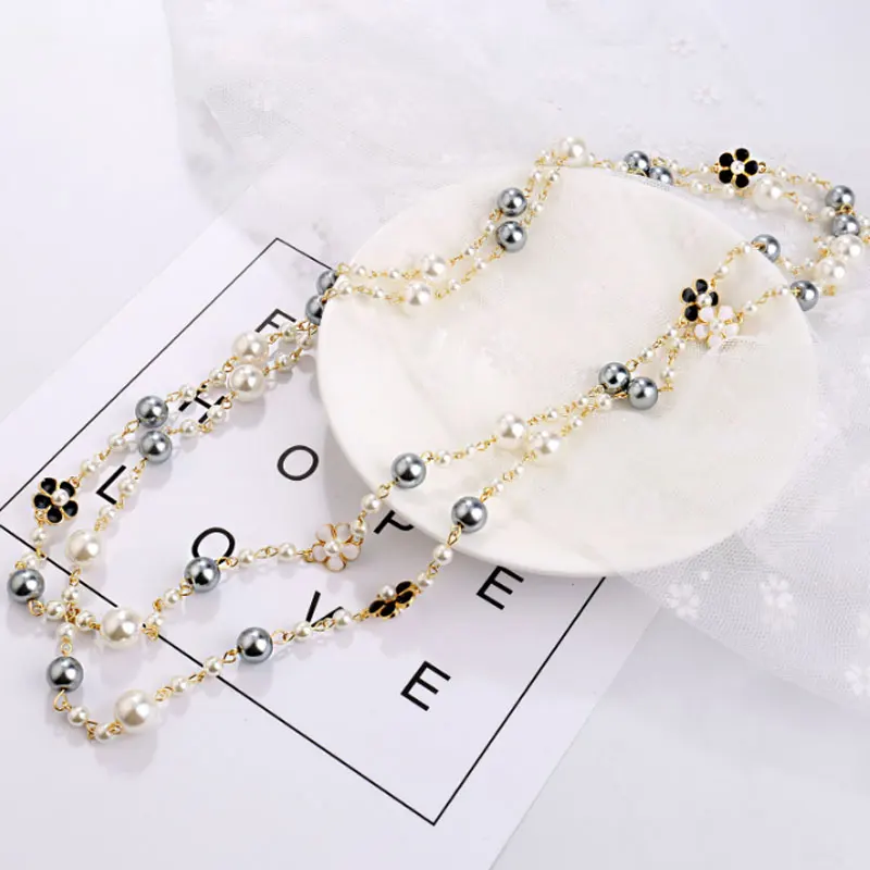 Luxusný Dizajn Značky Cmaellia Perlový Náhrdelník Pre Ženy Dvojvrstvové prívesok dlhý náhrdelník Strany šperky