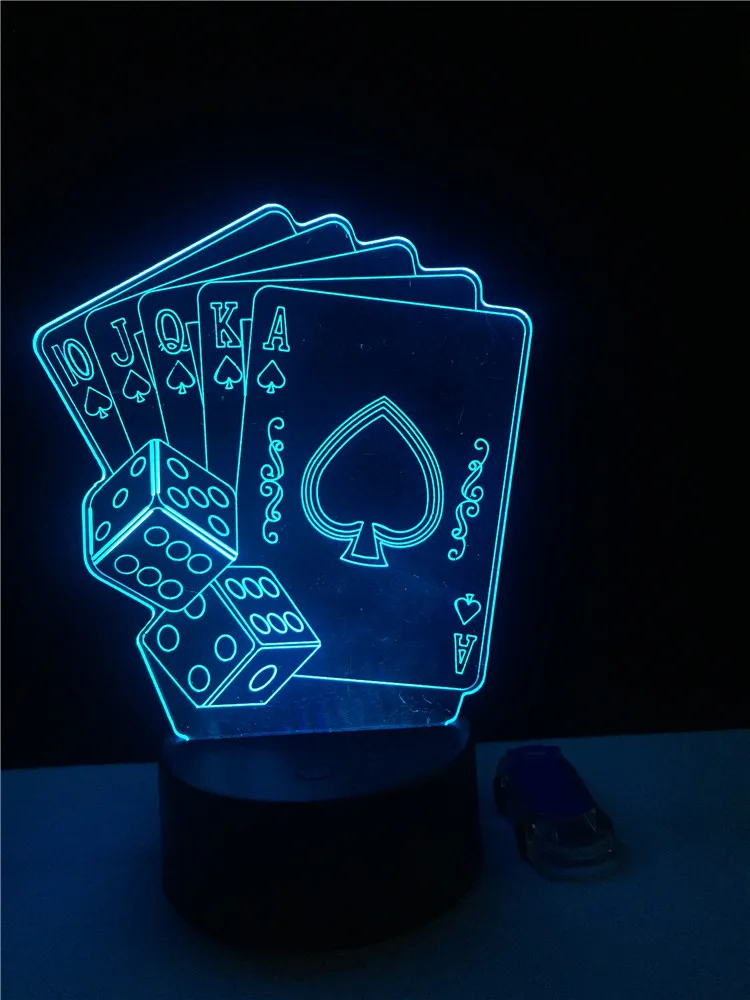 Magic Poker Spálňa Kúzelník Nočné Svetlo 3D LED USB Multicolor Hra strany Dekoratívne cirkus Osvetlenie Atmosféru stolná Lampa