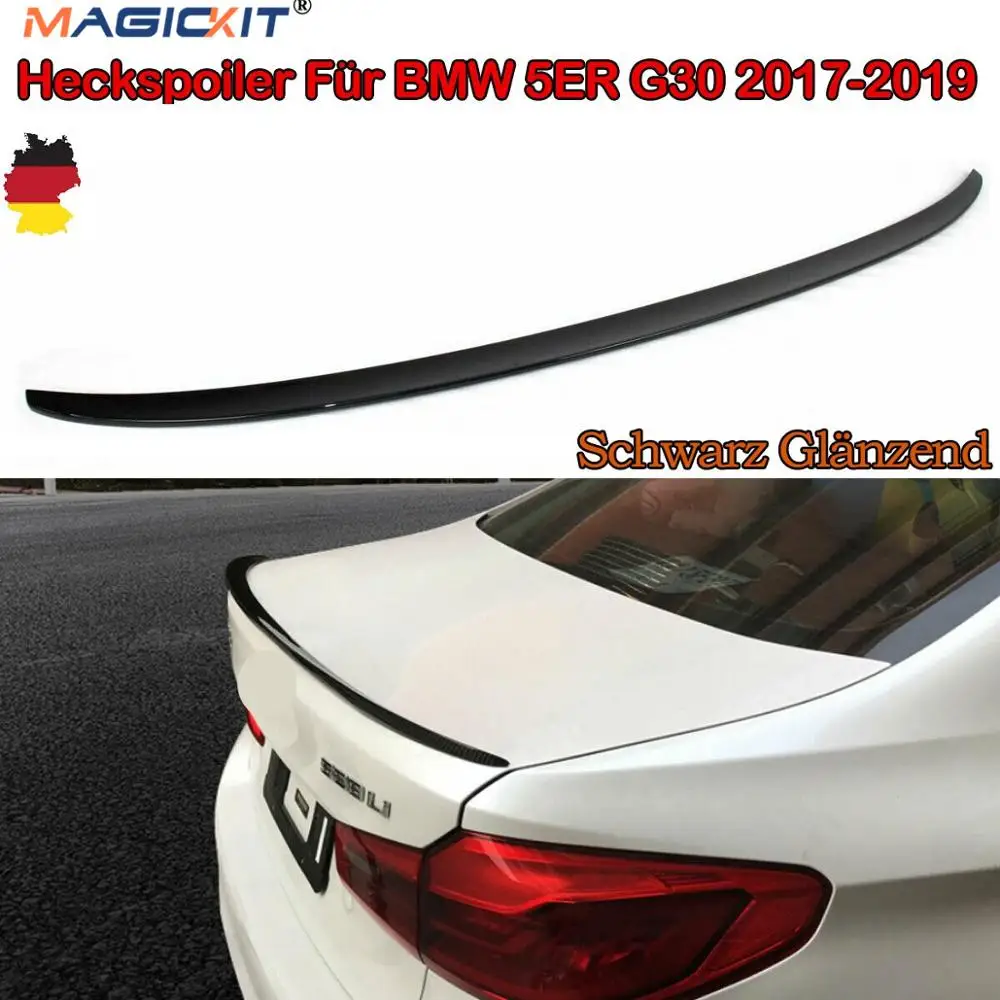MagicKit LESKLÝ ČIERNY Pre BMW G30 5 Série 2017+ M5 Štýl Zadné Boot Pery Spojler Krídlo Výbava