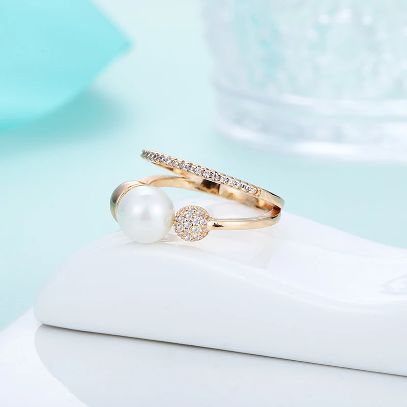 MAIKALE Kreatívny Dizajn Pearl Zirconia Prstene Zlato Strieborná Farba Výtvarného Krúžku Svadobné Kapela Prstene pre Ženy Strany Šperky Dievčatá Dary