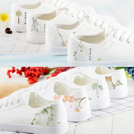 Malé biele topánky žien žijúcich kórejská verzia 2019 nové Harajuku štýl malé čerstvé plátno topánky ženy