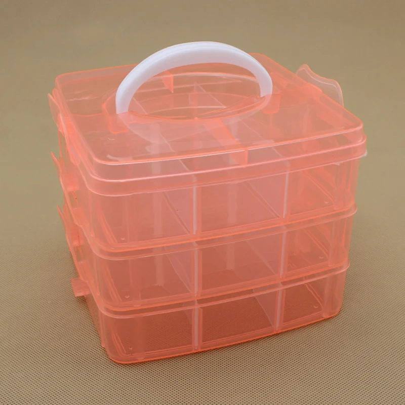 Malé tri vrstvy, prenosný úložný box plastový odnímateľný klasifikácia toy box dokončovacie šperky malý nástroj dokončovacie box
