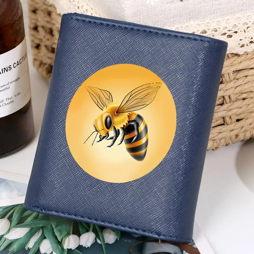 Malé Žlté Bee Dizajn Peňaženka pre Ženy Multifunkčné Mince Vrecku Fotografiu Držiteľa Karty Zips Puzdro, Peňaženku Krátke Peniaze Taška Kabelku