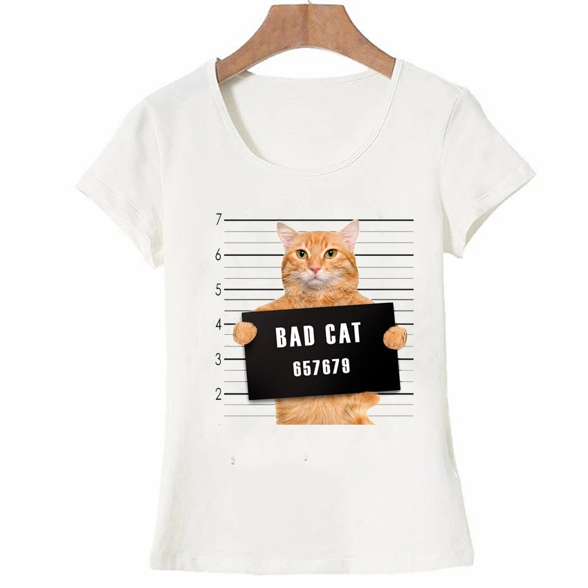 Marca + Nuovo 2018 di modo super roztomilý Fredda Punk T-Shirt Top Tee Zlé mačky v la polizia väzenia divertente dizajn donne T-Shirt