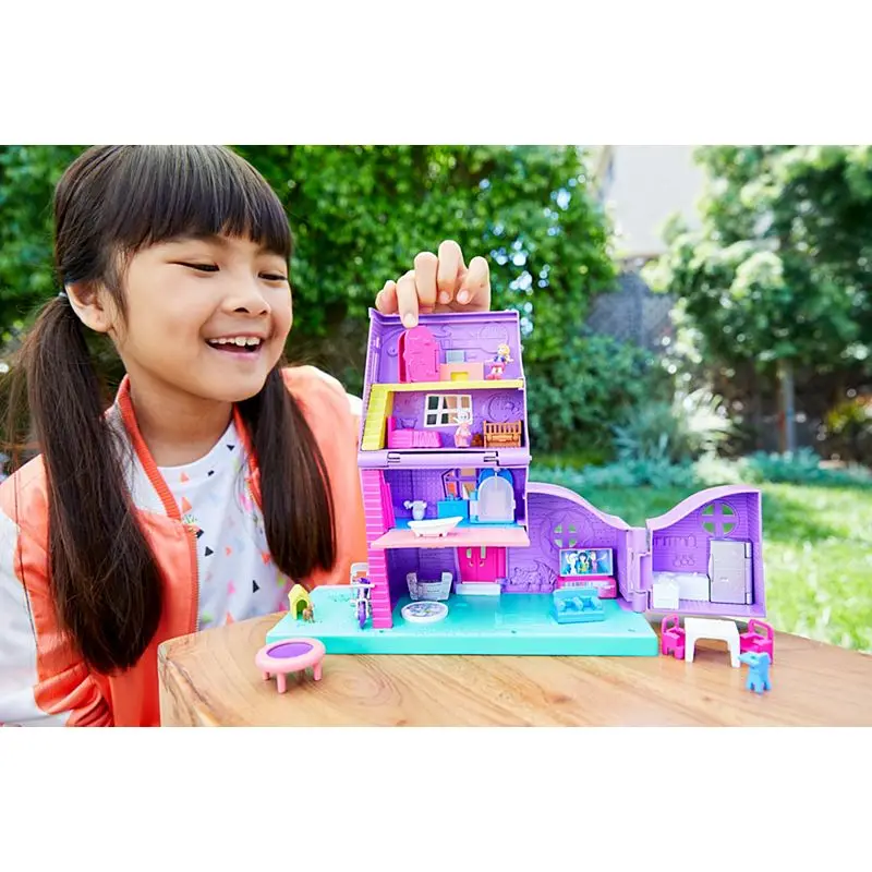 Mattel Polly Pocket Vrecku Domu : 4 Príbehy, 11 Príslušenstvo & Micro Bábiky Hrať house hry Nastaviť Hračka pre Deti, Darčeky GFP42
