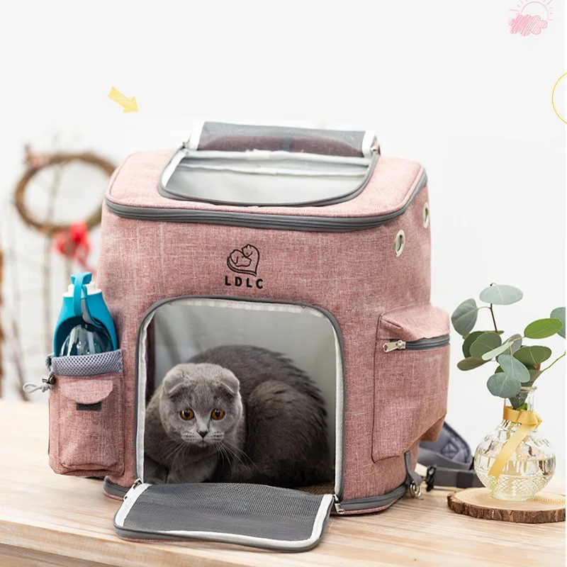 Mačka Tašky Dýchateľným Otvormi Skladacia Pet Cestovné Dopravcu Batoh Pre Mačky A Malé Psy Dvojité dvere Bag WLYANG