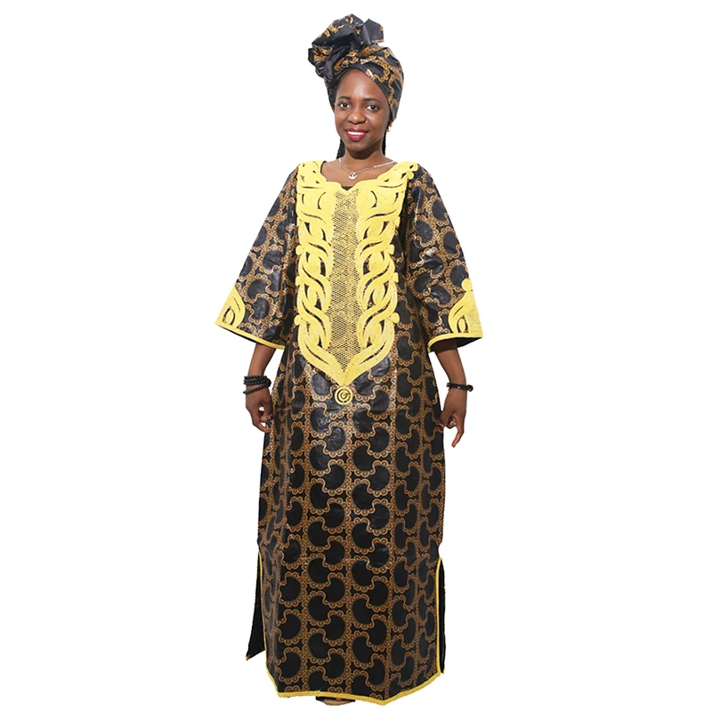 MD afriky šaty pre ženy, dámy dashiki vosk šaty s headtie bazin riche tradičné oblečenie žien 2020 župan africaine