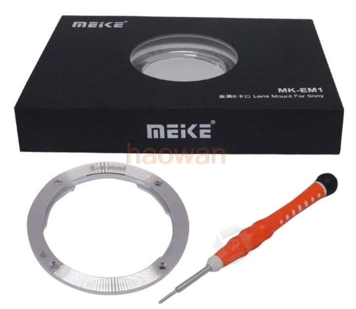 Meike MK-EM1 Adaptér objektívu Krúžok pre Sony E Mount NEX-3/5/5n/6/7/F3/5R NEX-VG10 A7 a9 A7R A6000 A5100 A5000 a6500 a6300 fotoaparát