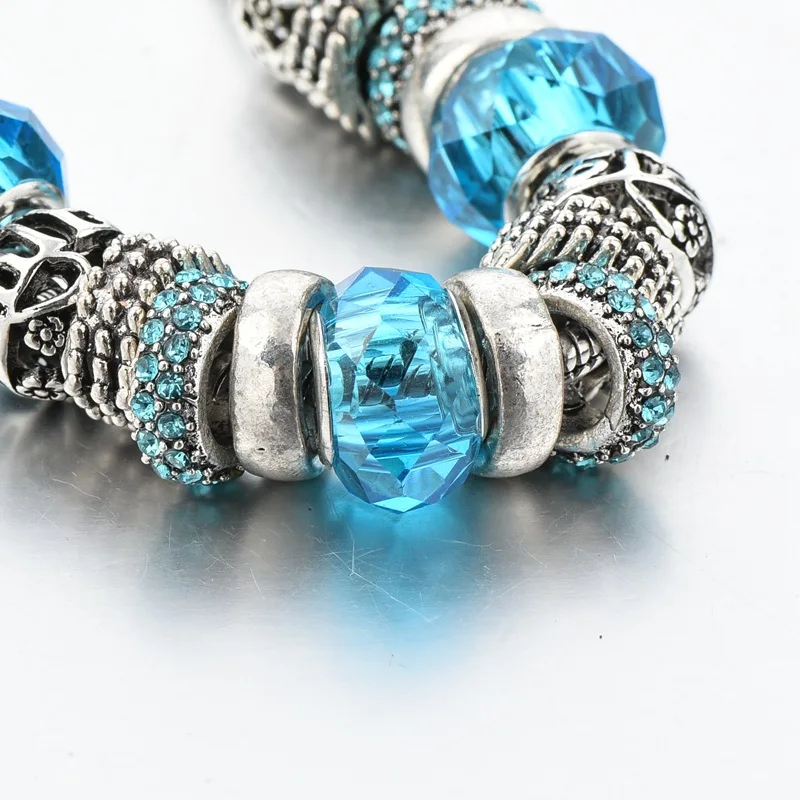 MELIHE Modré Crystal Korálky Kúzlo Náramok Klasické Ženy Striebro 925 Sterling Charms Náramky & Bangles turecký Šperky SBR160277