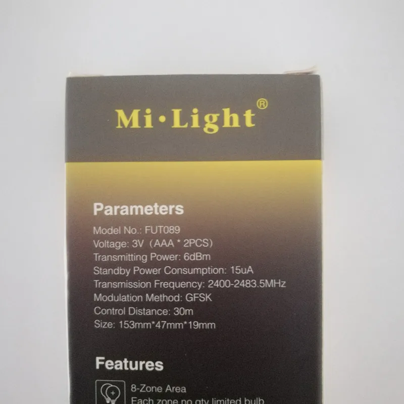 Milight FUT089 2,4 GHz, Diaľkové ovládanie 8 Zón, Ovládanie RGB+SCS Regulátor Pracovať s LS2 alebo Milight RGB+SCS LED Svetlomet
