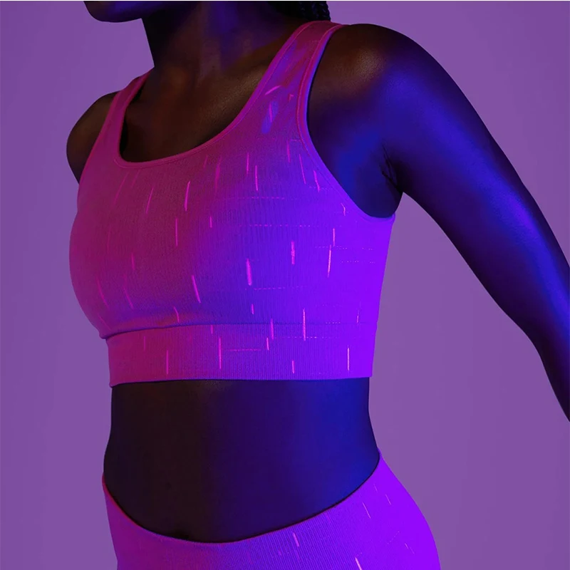 MM Ženy Sportwear pohode Fluorescenčné fabic Farba Jogy Set 2 Kusov Topy & Fitness Športové Legíny Oblek Pre Ženy Telocvični Cvičenie Nastaviť