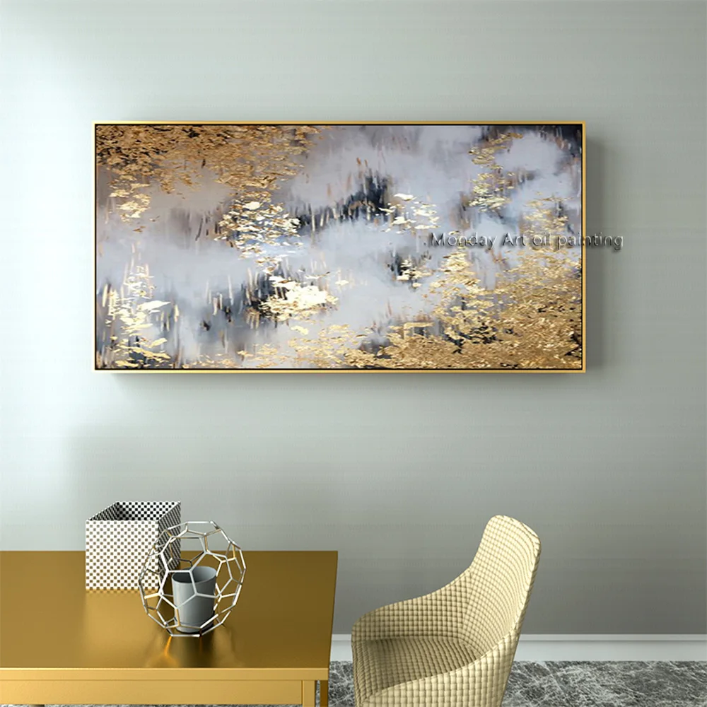 Moderné Abstraktné plátno Olej Obrazy Ručne maľované Abstraktné zlato olejomaľba obrázok nástenné maľby Obývacia Izba domáce Dekorácie