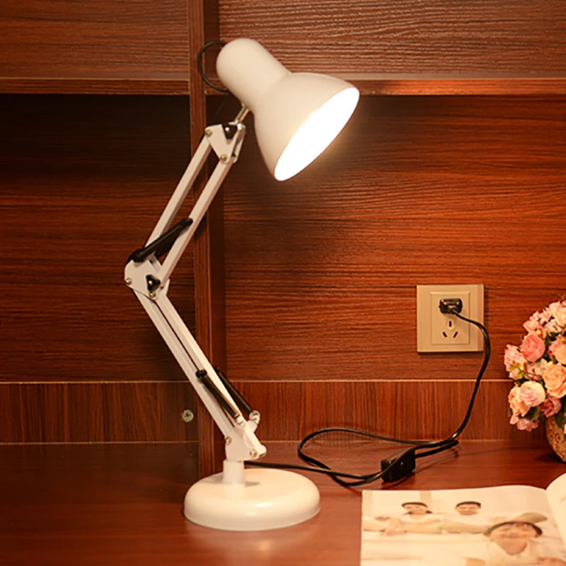 Moderné Dlho otočné Rameno nastaviteľné klasický písací stôl Žiarivky E27 LED klip Stolové Svietidlo pre štúdium Office Čítanie nočné Svetlo nočné spálne