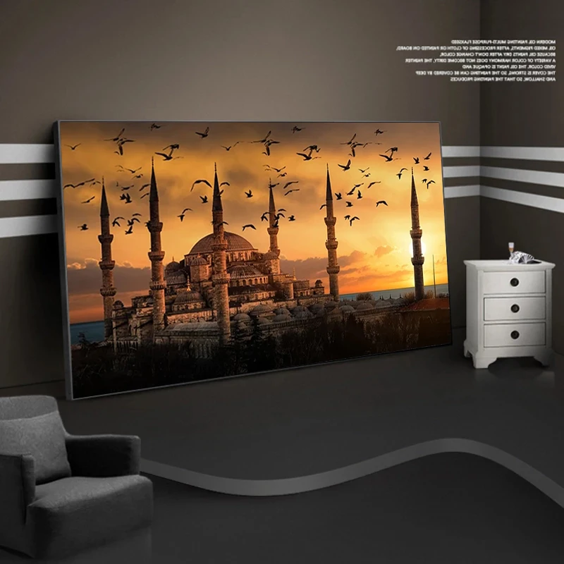 Moderné krajiny umenie Istanbul pri západe slnka Plátno na maľovanie na Stenu Umenia pre Obývacia Izba Domova (Bez Rámu)