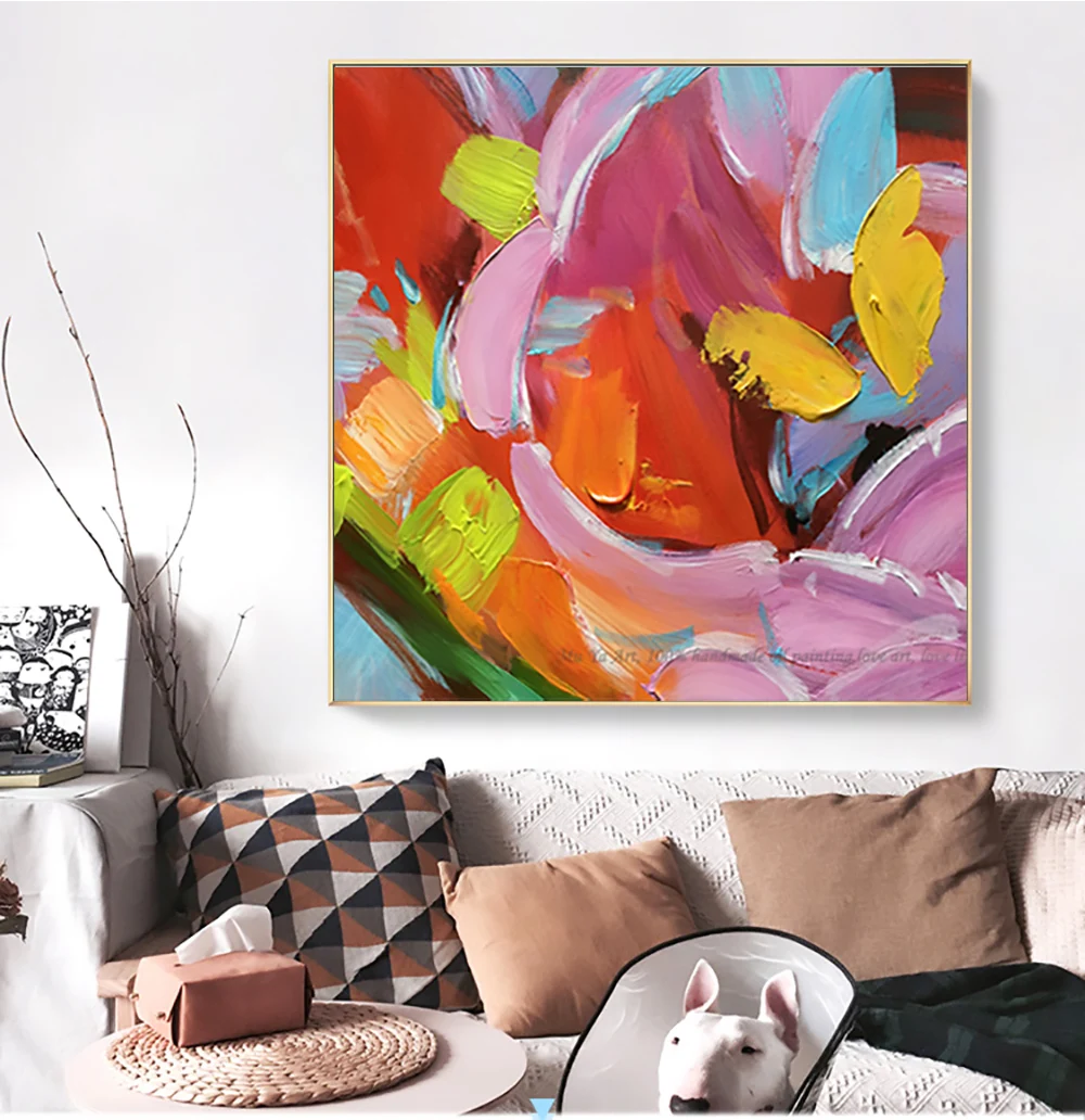Moderné kvetinové maľovanie decorativas plátno na maľovanie na stenu umenie obrázok pinturas al oleo abstractas ručné steny v obývacej izbe dekor