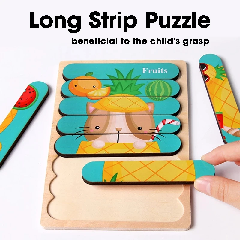 Montessori Drevených Hračiek 3D Skladačka Bar Hádanky Deti Kreatívne Príbeh Skladanie Puzzle Zodpovedajúce Skoro Vzdelávacie Hračky Pre Deti,
