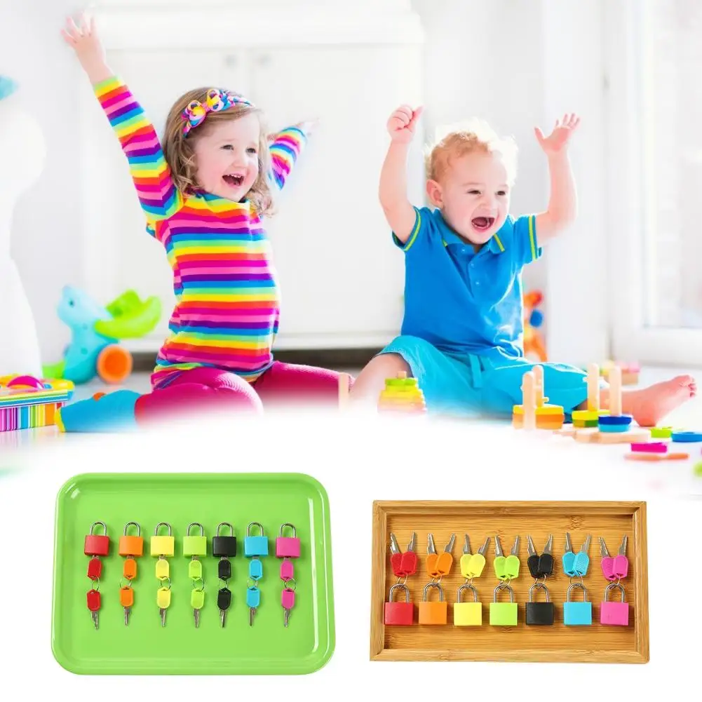 Montessori Hračka Učebných Pomôcok Farba Malý Zámok Vzdelávania Odblokovanie Hra Raného Vzdelávania Key Lock Zmyslové Hračky Pre Deti,