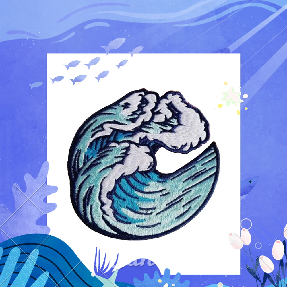Morské Vlny Surfovať Vyšívané Žehlička na Patche pre Oblečenie, Dekorácie Odev, Odznaky, Tričká Batoh Nášivka Deti Dievča Príslušenstvo