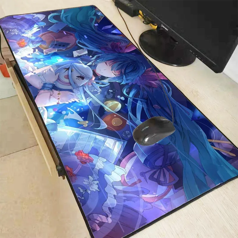 MRG Modrá anime dievča Herné Podložka pod Myš RGB Veľký Hráč Veľké Mouse Mat Počítač Mousepad Led Podsvietenie XXL Klávesnice Stôl Mat