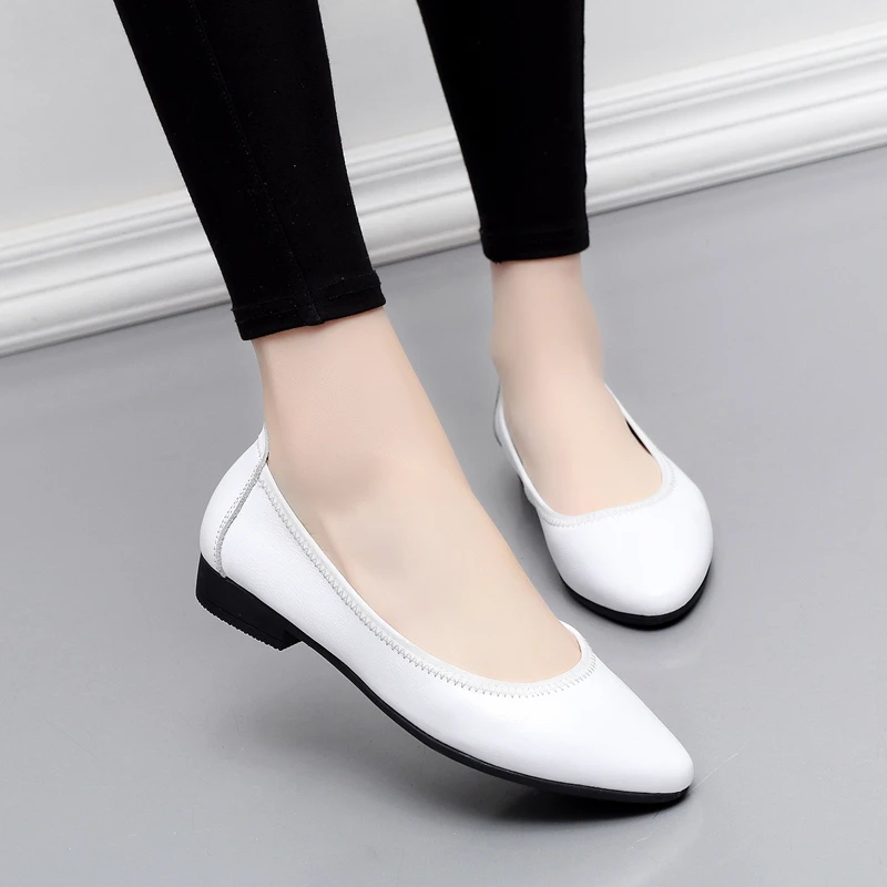 MUYANG balet bytov 2019 originálne kožené ploché topánky žena ukázal prst bežné pracovné topánky ženy bytov mokasíny veľkosť 34-42