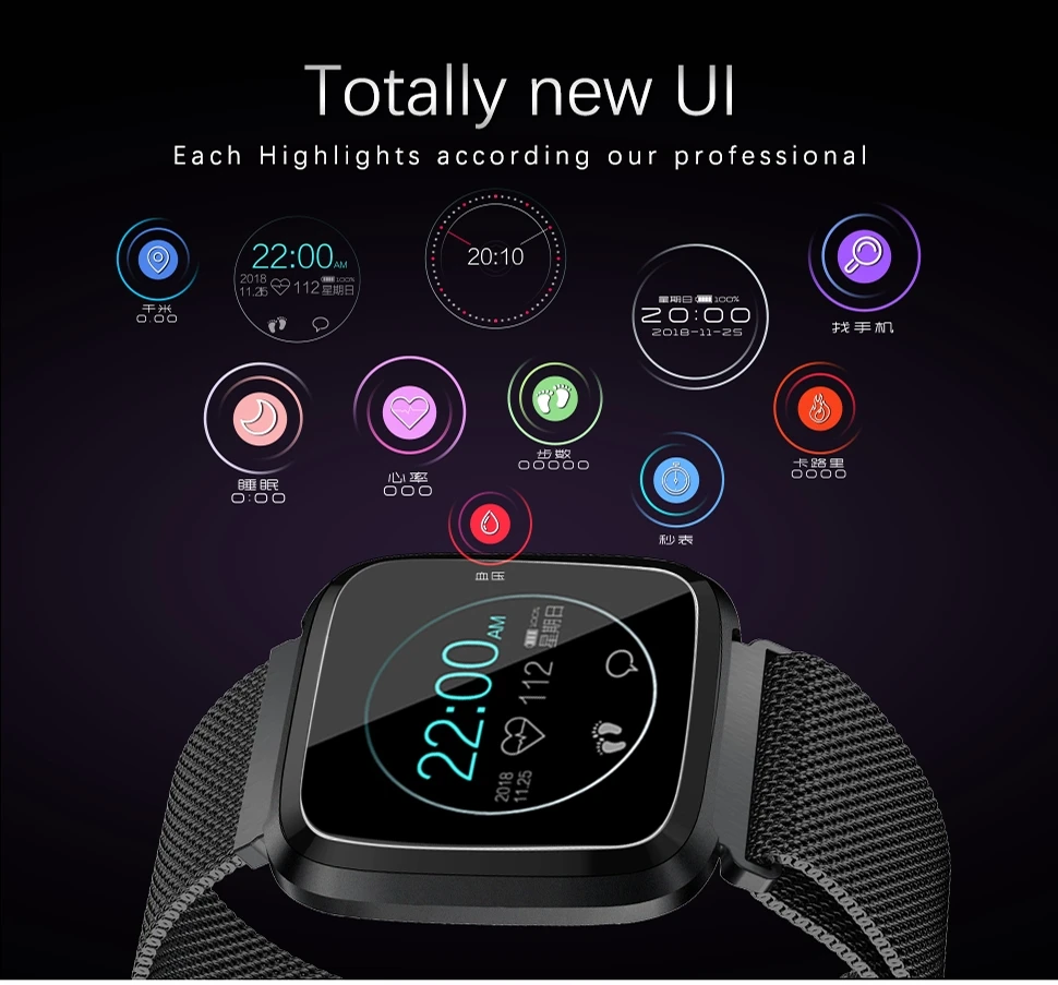 Muži ženy móda smart hodinky Q3 Plus IP68 vodotesné hodinky srdcovej frekvencie, krvného tlaku informácie pripomienka tracker pre xiao