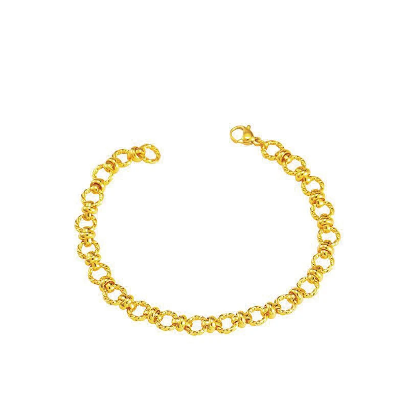 MxGxFam ( 18 cm x 6 mm) O Prepojenie štýl Náramok Pre Ženy, Mužov, 24 K Čistého Zlata Farba Módne Šperky