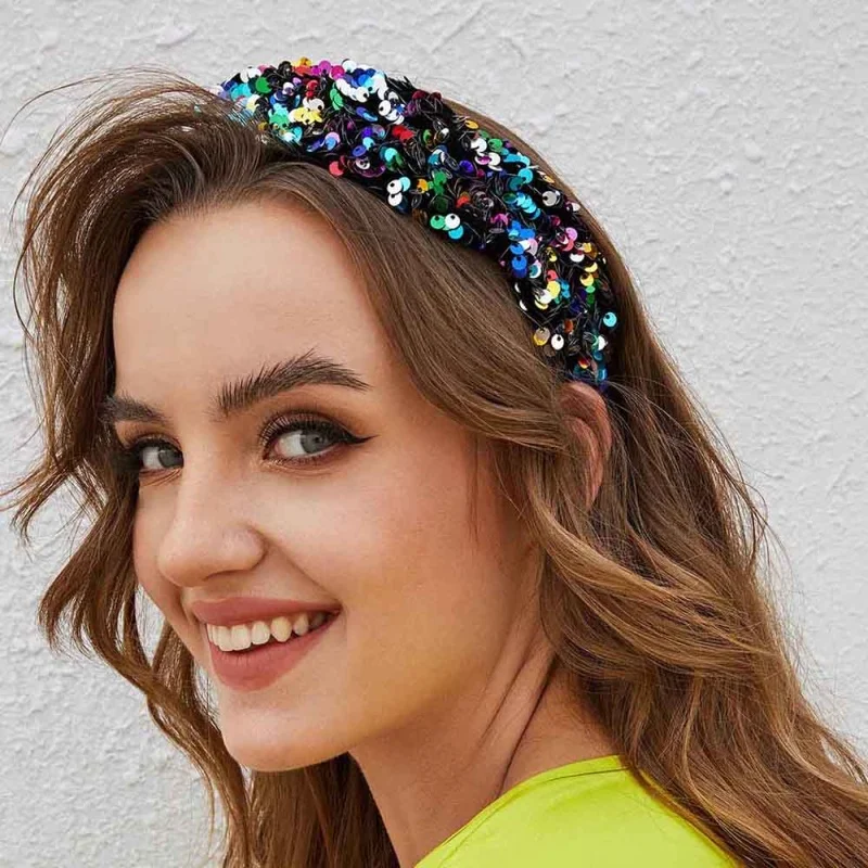 Móda Flitrami Hairband Pre Ženy, Dievčatá Umyť Tvár Široký Hlavový Most Ženské Vlasové Doplnky Dámske Svadobné Party Pokrývku Hlavy Headpiece