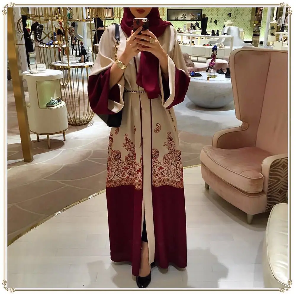 Móda Moslimských Tlač Abaya Plný Šaty Cardigan Kimono Dlhé Šaty, Šaty Tunika Jubah Blízkom Východe Ramadánu Arabských Islamské Oblečenie