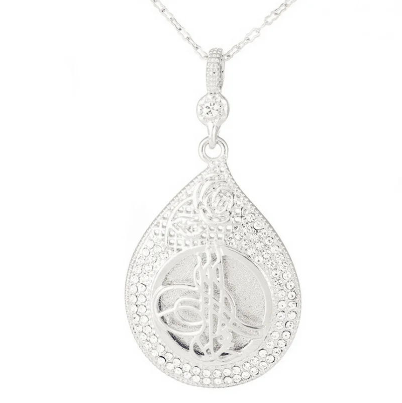 Móda Nádherné Okrúhle Moslimských Islamského Boha Alaha Prívesok Náhrdelník Lesklé Zirkón Vykladané Náboženský Štýl Šperky