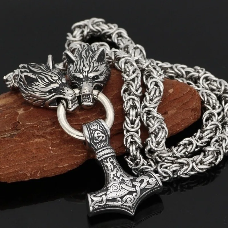 Móda Osobnosti Vlk Hlavu a Viking Quake Kladivo Prívesok Nordic Amulet Náhrdelníky na Mne Šperky