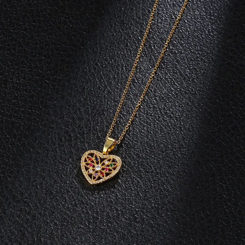 Móda z Nehrdzavejúcej Ocele Farba Zirkón Láska Tvar náhrdelník Prívesok Pre Ženy Pekné Dievča Počiatočné CZ Náhrdelník Šperky Darček