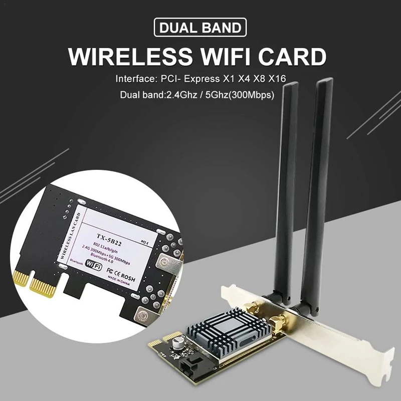 N1202 AR5B22 2.4 G/5G Dual Band PCIE Wi-Fi Sieťová Karta s Bluetooth 4.0 pre počítače PCsand Servery Adaptér Bezdrôtovej Siete