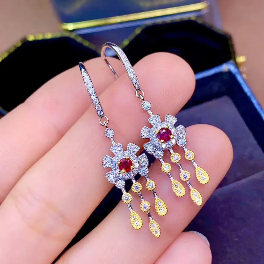 Najnovšie designnatural ruby earings dámy Strany Šperky 925 čistého striebra high-end šperky Monopol