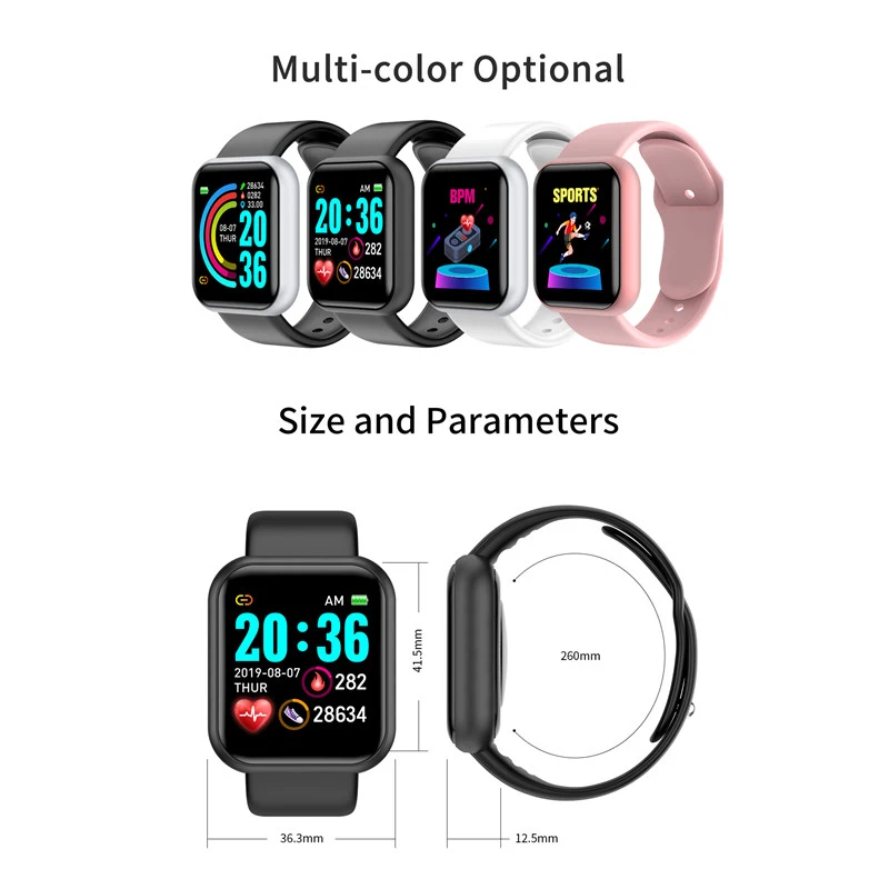 Najpredávanejšie 2020 Smartwatch Veľkoobchod Y68 Nepremokavé Šport Fitness Tracker Náramok Krvného Tlaku, Srdcovej Frekvencie Smart Hodinky