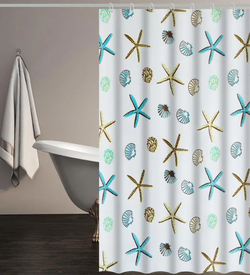 Nepremokavé Sprchový Záves Set s 12 Háčiky Vytlačené Hviezdice Kúpeľňa Záclony Polyester Textílie Vaňa Plesniam Dôkaz pre Home Decor