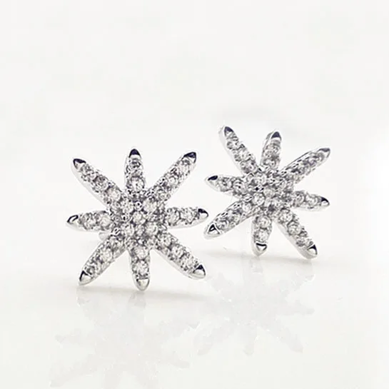 New Horúce Módne 925 Sterling Silver Star Crystal Náušnice pre Ženy, Dievčatá Darček Módy Šperky
