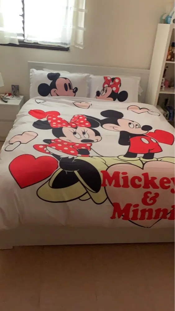Noc Mickey mouse posteľná bielizeň Nastaviť Krásny Pár Kráľovná King Size Posteľ Nastaviť Deti Perinu obliečok Cumlík posteľná bielizeň Sady