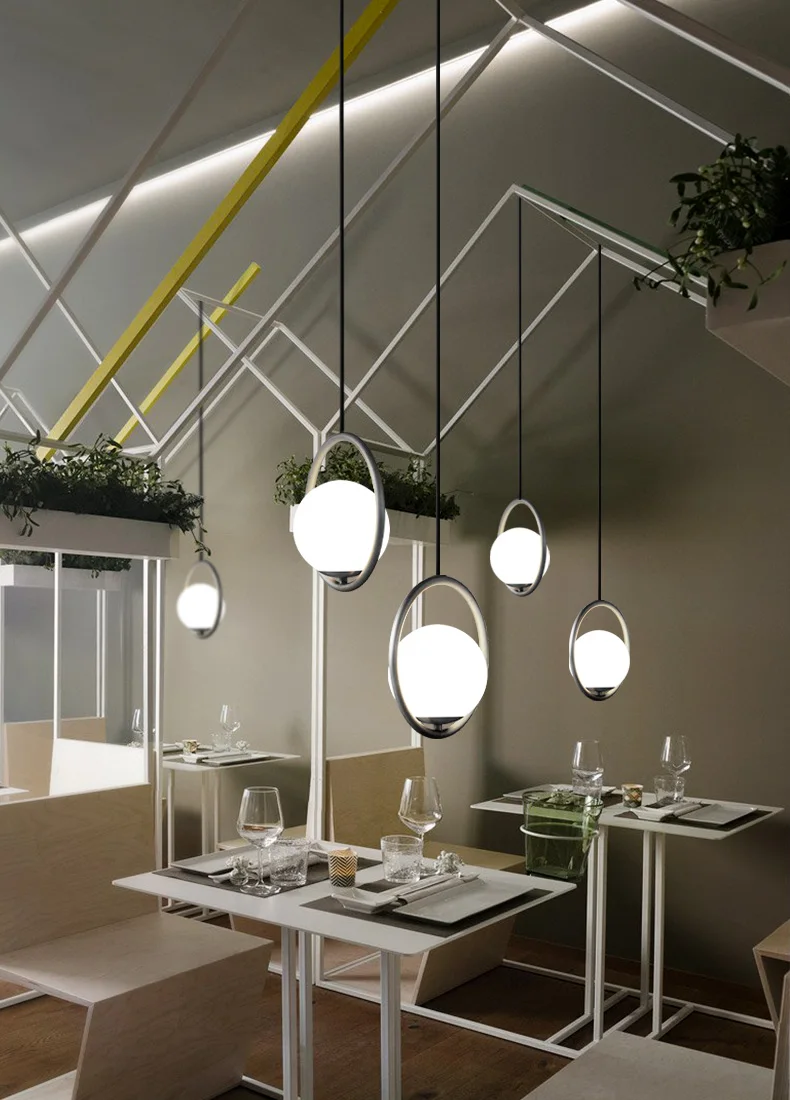 Nordic Dizajn Sklenenú Guľu Luster Kreatívne Štúdio Obývacia Izba Posteli Závesné Osvetlenie Ailse Kaviareň Svetlo S Led Žiarovky