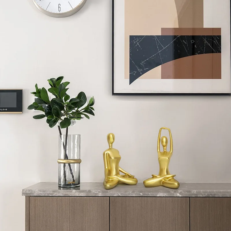Nordic Moderného Domova Sochy Módne Abstraktné Jogy Obrázok Sochy Zlatého Živice Umelecké Zbierky Dar Ozdoby