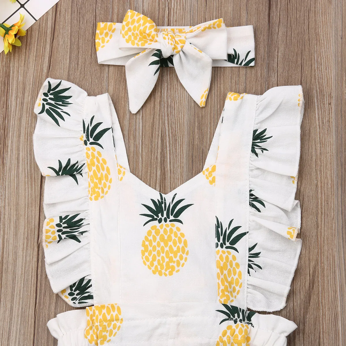 Novorodenca Dievča Chlapci 0-24M, banány, Ananás, Potápačské Oblečenie Prehrabať Rukáv Žltá Jumpsuit hlavový most Dovolenku Oblečenie Set