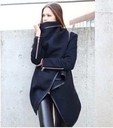 Nová žena Módne zimné vlnené kabát ženy dlhý rukáv Bundy vlnené kabát outwear