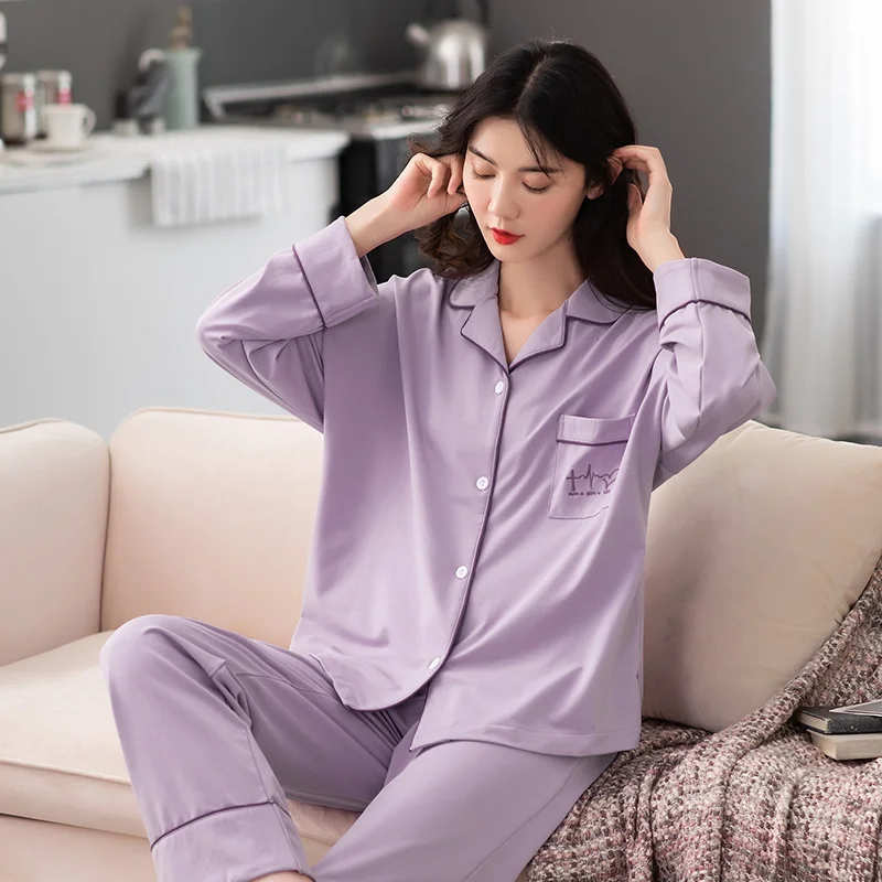 Nové 2021 Jar WAVMIT Ženy Pyžamá Plný Bavlny Dlhé Top Žena NightSuit Plus Veľkosť Sleepwear pre Ženy, Voľný čas, oblečenie pre voľný čas Pajama