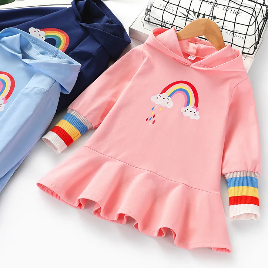 Nové Deti, Oblečenie Pre Jar Leto Módne Dlhý Rukáv Dievča Princezná Rainbow, Šaty, Baby, Deti Krásne Športové Šaty, Kostým Dary